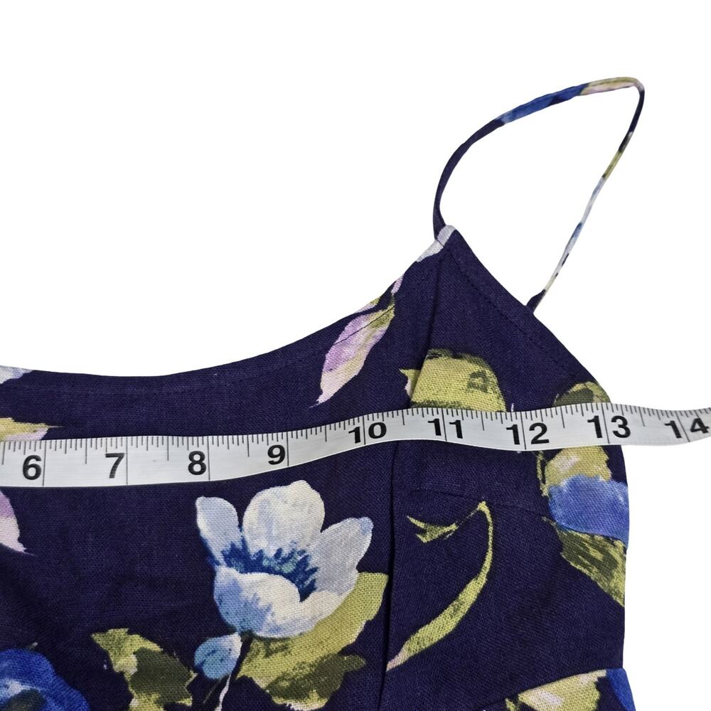 Lulus Mini Dress Womens XS Blue Floral Linen Blend Fit Flare Cottagecore NWT - Picture 14 of 16